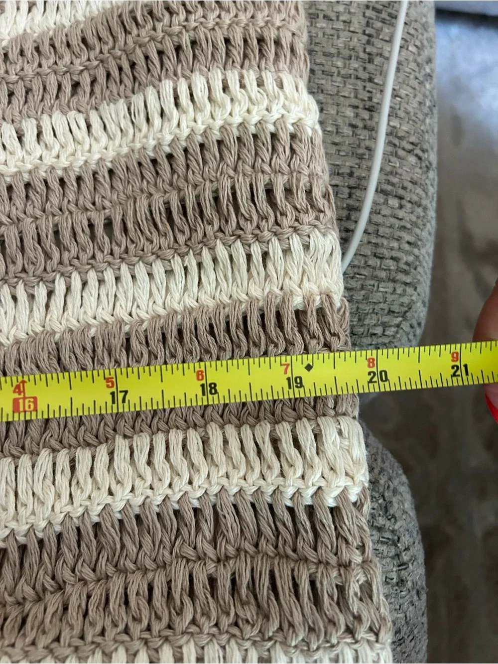 West Elm Beige and Cream Striped Linen Crochet Pillow Covers Set of 2 20x20